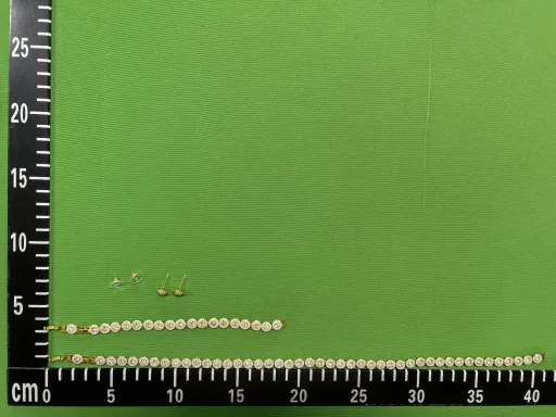 白水晶罗马黄金【项链手链耳钉】套装