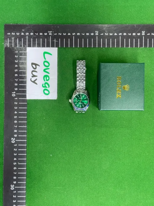 Log imitation mechanical strip engraved silver green