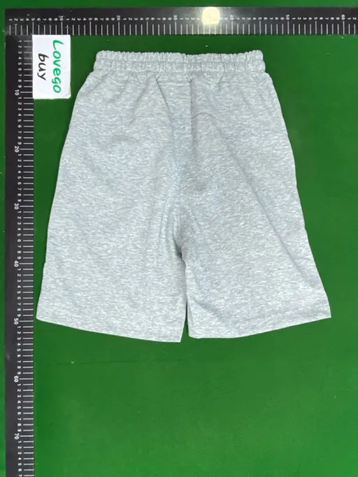 2404 light gray letter flocked shorts
