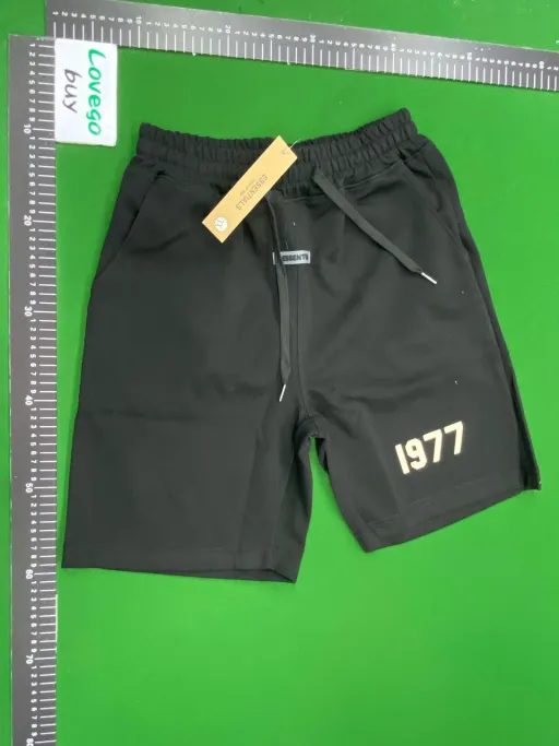 2209 black letter flocked shorts