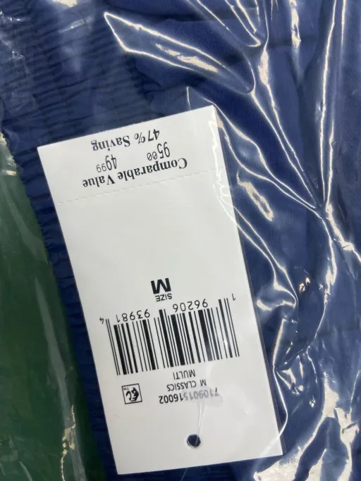 Royal blue red label