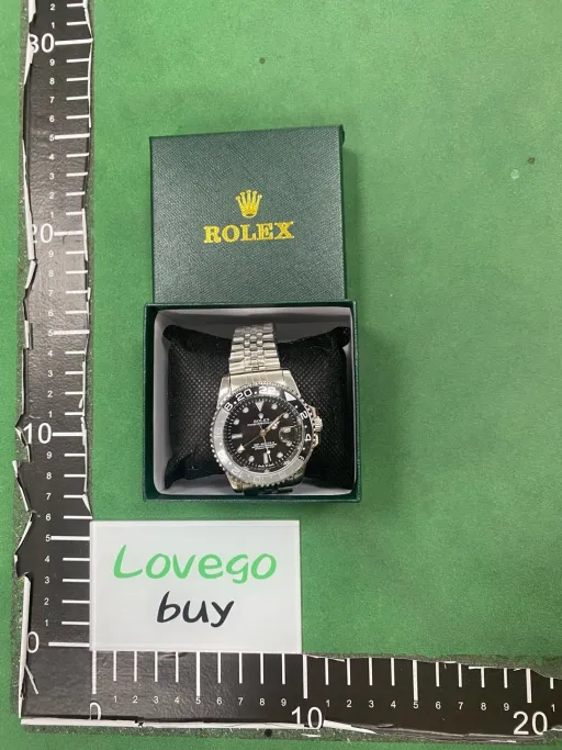 Five baht silver watch strap black gray circle black face