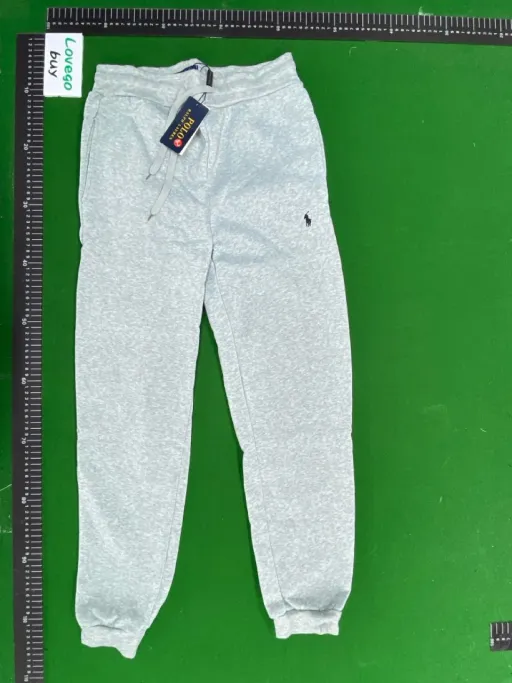 Gray pants with black label