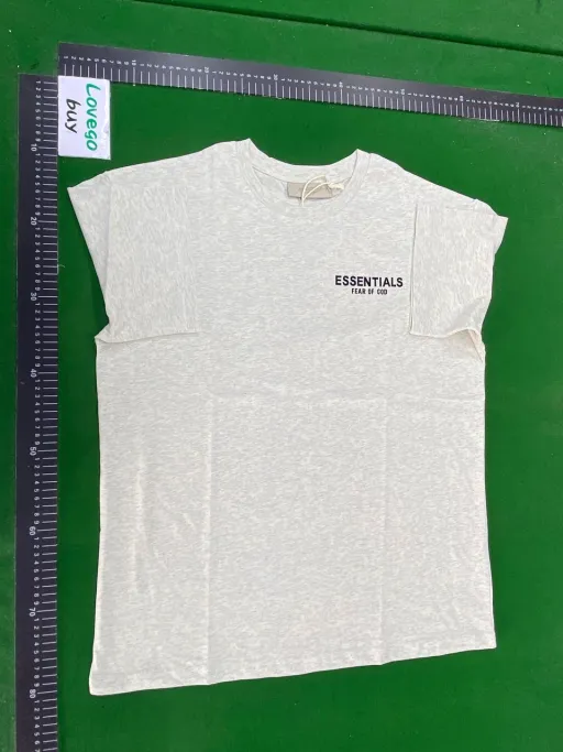 Flocked short sleeves oatmeal gray