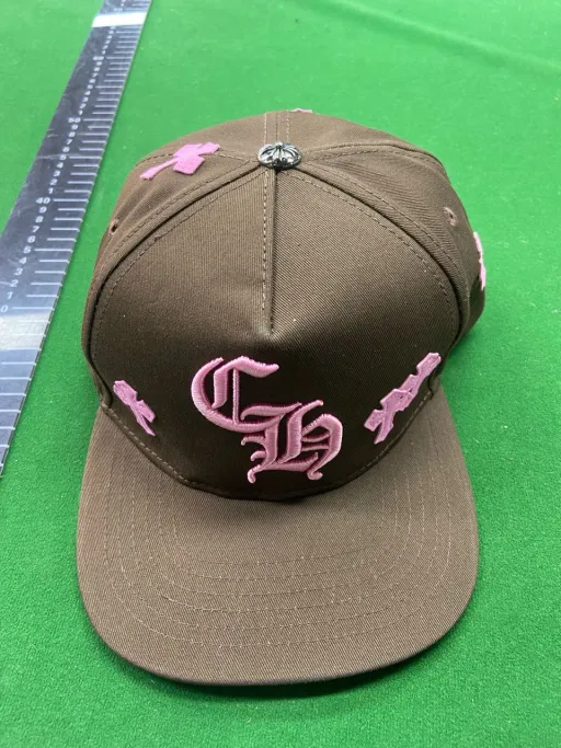 Ch+ cross leather label pink coffee