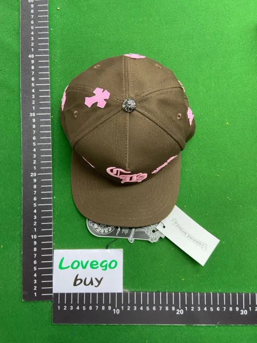 Ch+ cross leather label pink coffee