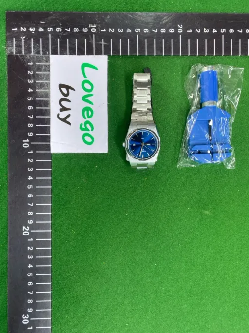 New watch strap quartz glossy silver blue