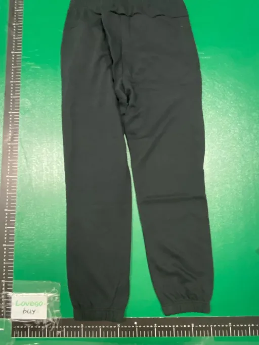 Black pants with red label
