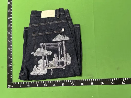 016云朵刺绣牛仔短裤（蓝）