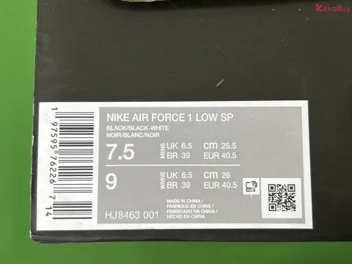 配色:S2 AF1 CPFM空军黑DC4457-001