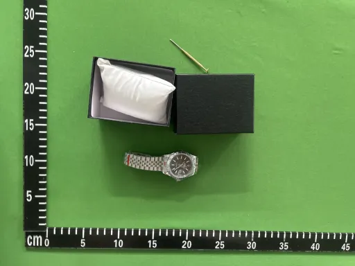 型号尺寸:银壳灰盘·五珠表带 高级蓝宝石玻璃镜面（防刮花）